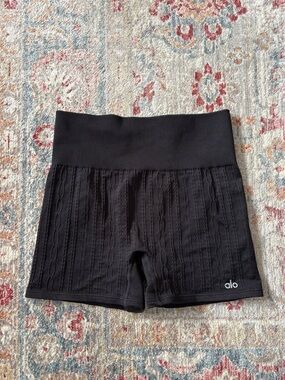 ALO Yoga Black Ribbed Shorts